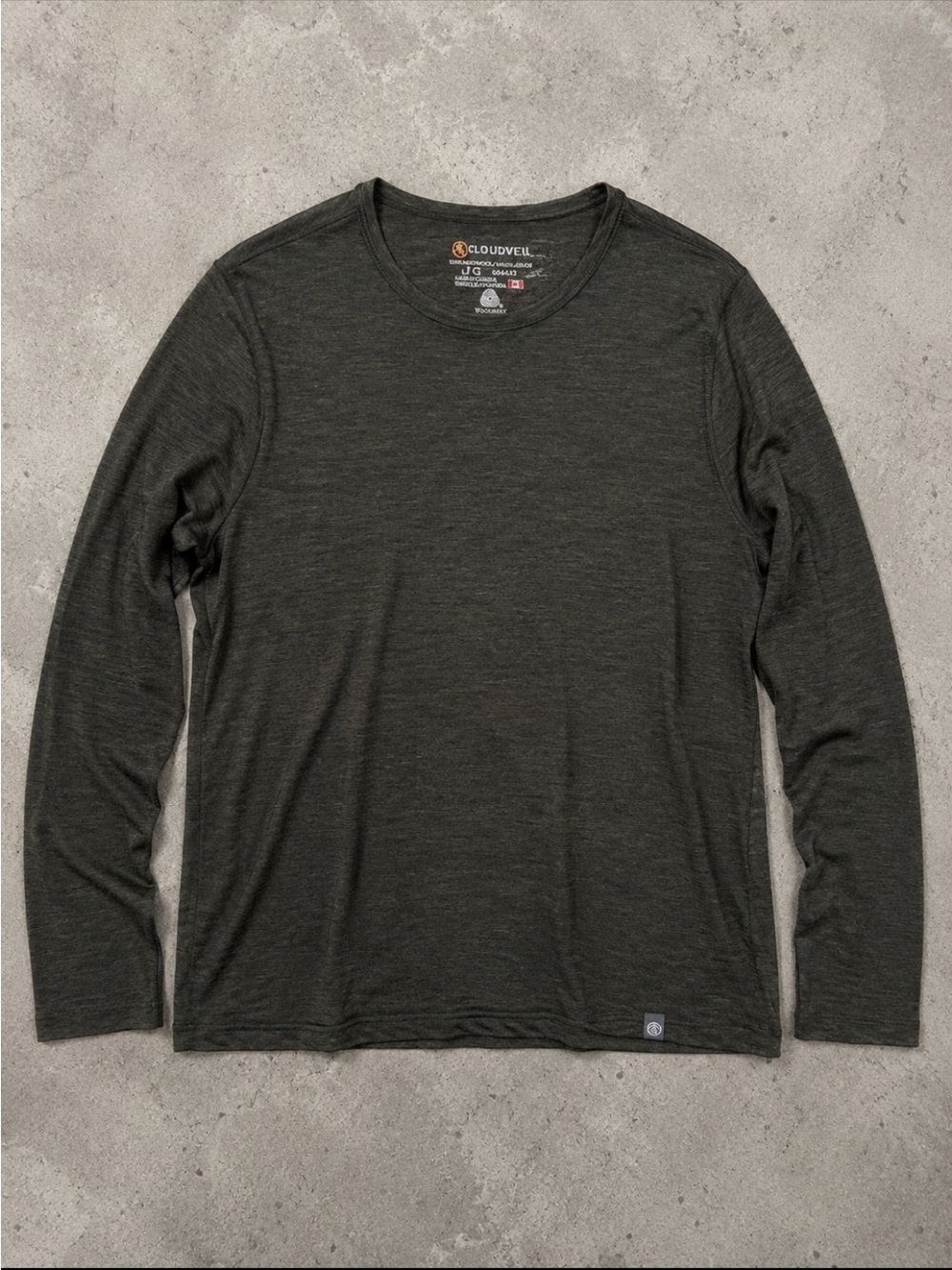 Cloudveil 100% Merino Wool Long Sleeve Base Layer Shirt Men Large Green Gorpcore